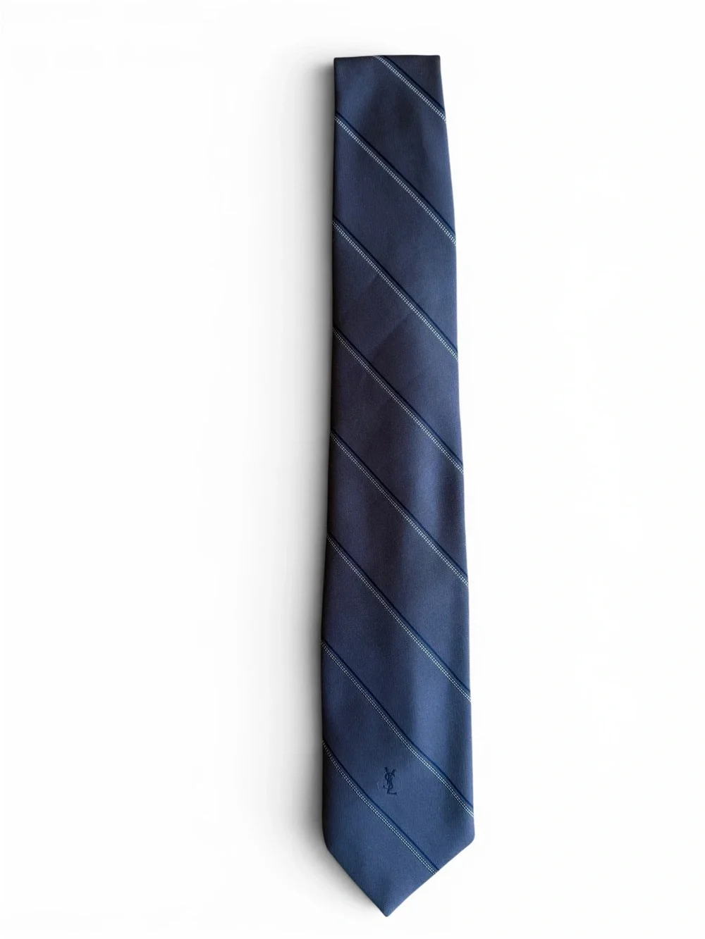YSL Yves Saint Laurent Gray Stripe Silk Tie